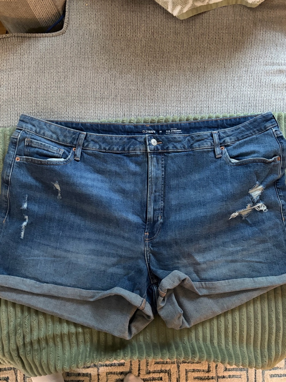 Old Navy Blue Distressed Roll-Cuff Denim Shorts NWOT